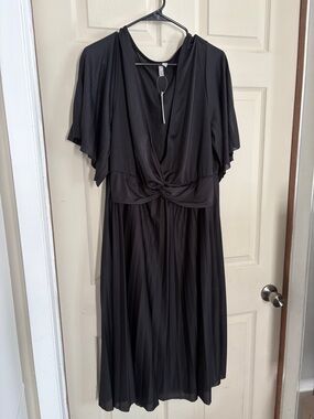 ASOS - Sheer Black Twist-Front Midi Dress - Women Size 18 - NWT